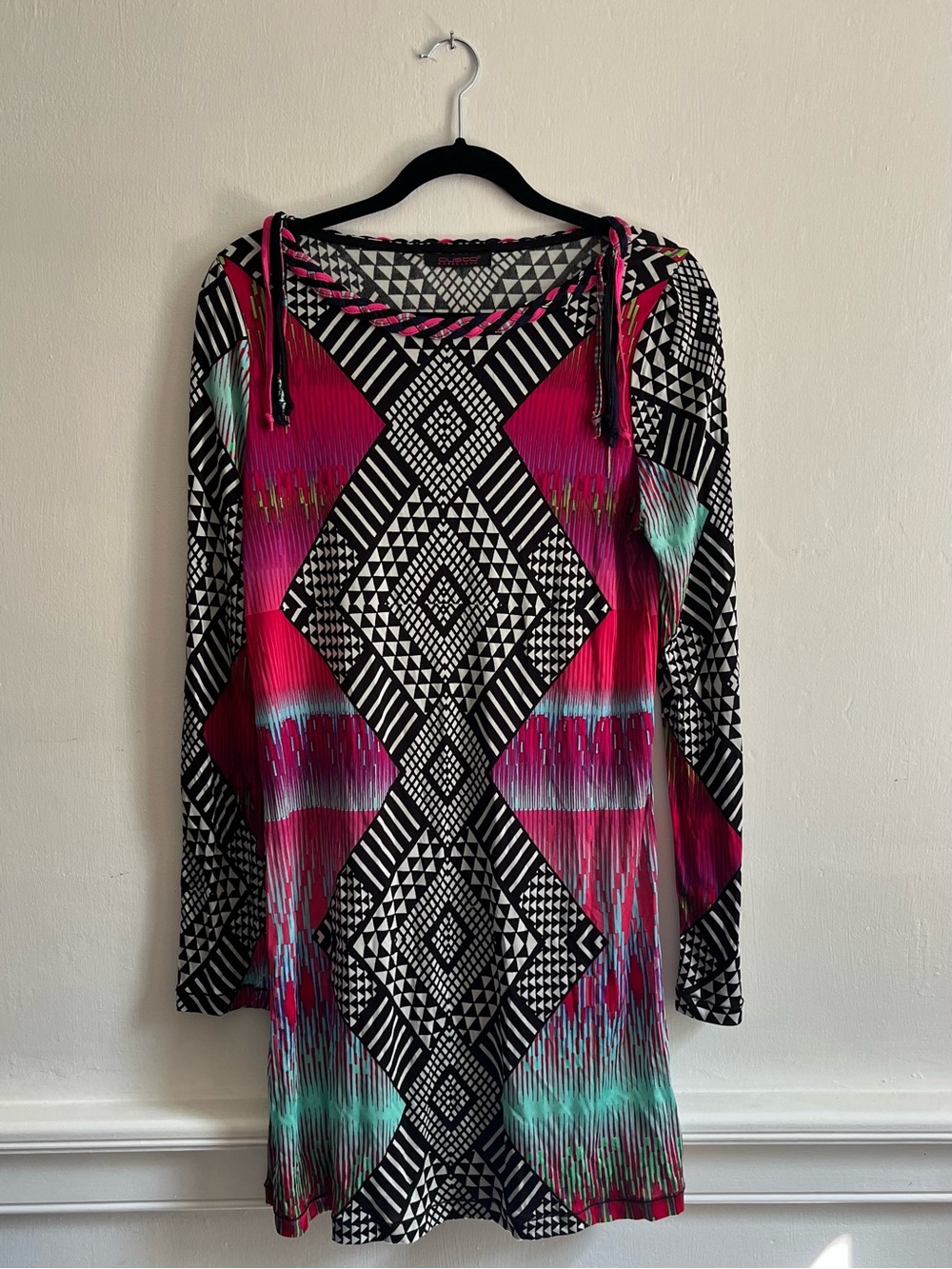Custo Barcelona Geometric Tunic in Pink, Black and Teal